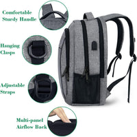 MATEIN Travel Laptop Backpack, Business Anti Theft Slim Sturdy Laptops Backpack with USB Charging Port, Water Resistant College School Computer Bag Gift for Men & Women Fits 15.6 Inch Notebook, Grey