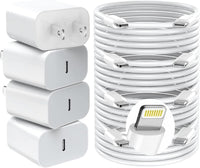 iPhone Charger Fast Charging,20W PD USB C Wall Charger 4 Pack with 6FT Fast Charging Cable - Fast Charger for iPhone 14/14 Pro Max/13/13 Pro/12/12 Pro/11/11 Pro/XS, iPad