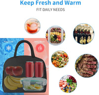 DALINDA Lunch Bag Lunch Box for Women Men Reusable Insulated Lunch Bags,Water-Resistant Cute Cooler Lunch Tote Bag, Large Capacity for Work Travel Picnic,Black