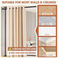 Room Divider Curtain Rod, No Drilling Room Separator for Space Partition Adjustable 4-10ft(H) 28-70inch(W) Heavy Duty Temporary Wall Divider Floor to Ceiling Tension Rod, Black