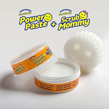 Scrub Daddy Power Paste All Purpose Cleaner - Oven Cleaner Heavy Duty Cleaning Products for Kitchen Appliances, Cooker, Air Fryer, Induction Hob, Shower, Bath & Sink - Kit With Scrub Mommy Sponge
