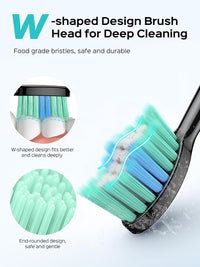 COSLUS Sonic Electric Toothbrush for Adults: 47000 VPM for Deep Cleaning & Whitening with Travel Case - 5 Modes for Sensitive Teeth & Braces, Wireless Charging, 6 Brush Heads for Home Family, Black