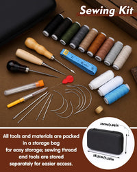 BAGERLA Heavy Duty Sewing Kit, Needle and Thread Kit with Upholstery Thread Needles Sewing Awl Seam Ripper for Car Seats Carpets Shoes Backpacks DIY Crafting