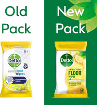 Dettol Antibacterial Citrus Floor Wipes, 150 Biodegradable Disinfectant Sheets (6X25) For Laminate, Wood, Total Clean Freshness