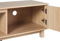 Walker Edison Arundo Fluted TV Stand for TVs up to 80 Inches, 70" TV Stand, Coastal Oak