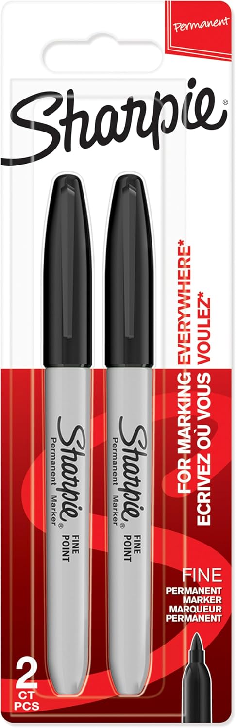 Sharpie Permanent Markers | Fine Point for Bold Details | Black Ink | 2 Marker Pens