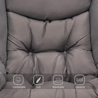 Welnow Lazy Chair with Ottoman, Modern Lounge Accent Chair with Armrests and a Side Pocket, Leisure Sofa Armchair, Reading Armchair with Footrest for Small Space, Dark Grey