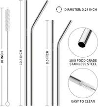 Hiware 12-Pack Reusable Stainless Steel Metal Straws with Case - Long Drinking Straws for 30 oz and 20 oz Tumblers Dishwasher Safe - 2 Cleaning Brushes Included