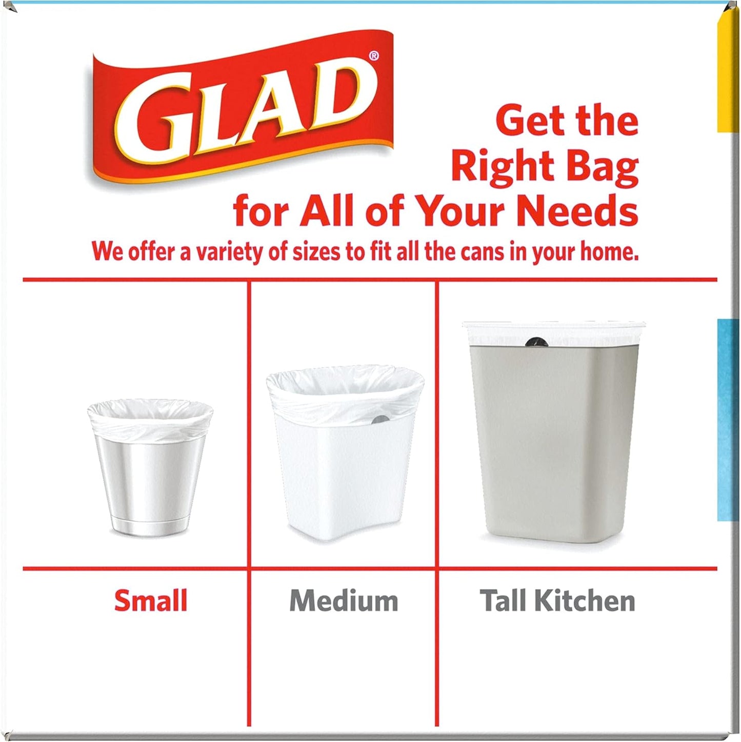 Glad Odorshield Small Drawstring Trash Bags, 4 Gal, Febreze Beachside Breeze, 80 Ct, Pack May Vary