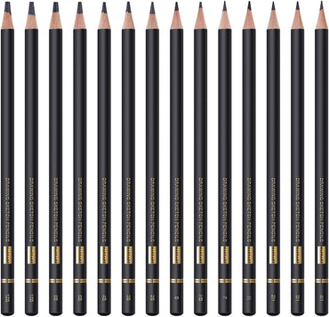 MARKART Professional Drawing Sketching Pencil Set - 14 Pieces,Graphite,(12B - 4H), Ideal for Drawing Art, Sketching, Shading, Artist Pencils for Beginners & Pro Artists