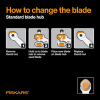 Fiskars 45mm Rotary Cutter for Fabric, Premium Steel Stick Fabric Cutter Cuts Through Multiple Layers, Right and Left Handed, Easy and Safe Blade Change, Arts and Crafts, Sewing and Quilting Tools