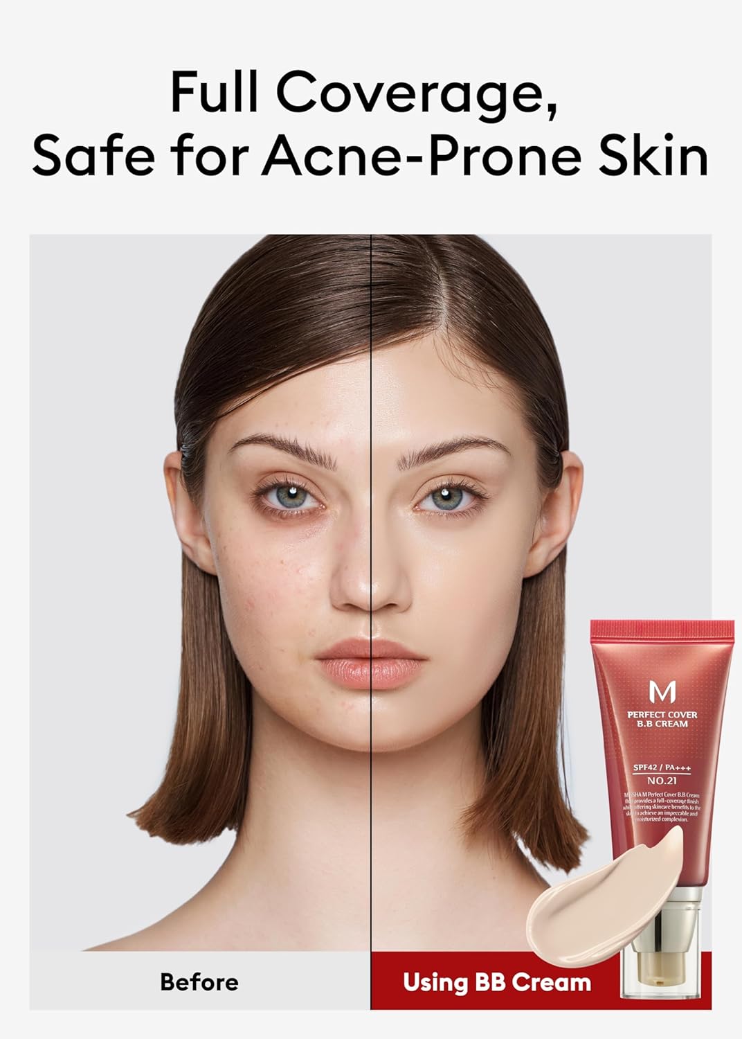 MISSHA M Perfect Cover BB Cream No.21 Light Beige SPF 42 PA+++ 1.69oz Tinted Moisturizer - Cart Shape