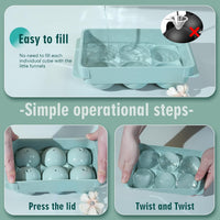 WIBIMEN Large Ice Cube Molds, Big Round Whiskey Ice Cube Trays for Freezer, Easy to Fill & Release, Whiskey Bourbon Cocktail(1.9In*6 Balls- Blue/2 Pack)
