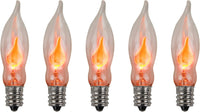 Creative Hobbies A101 Flicker Flame Light Bulb - 3 Watt, 130 Volt, E12 Candelabra Base, Nickel Plated Base - Dances with a Flickering Orange Glow | 5 Pack