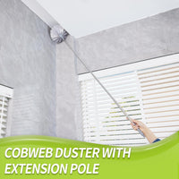 Cobweb Duster with Extension Pole, Spider Web Brush & Ceiling Cleaning Kit, 100" Microfiber Feather Duster Cleaner with Washable Head for Ceiling Fan, Furniture, Home
