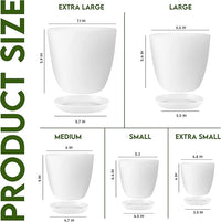 Utopia Home Plant Pots Indoor with Drainage Holes – Set of 5 White Plastic Flower Pots (7/6.6/6/5.3/4.8 Inch) – Modern Planters for Indoor Plants, Room & Office Décor, Great Stocking Stuffers