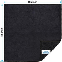 HOMEXCEL Black Microfiber Cleaning Cloth, 12 Pack Premium Microfiber Towels for Cars, Lint Free, Scratch-Free, Highly Absorbent, Reusable Cleaning Rags for Car, Household, Kitchen, Window, 11.5"X11.5"