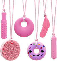 Chew Necklaces for Sensory Kids, Silicone Chewy Necklace for Children with Autism, ADHD, SPD, Chewing, 6 Pack Autism Sensory Toys