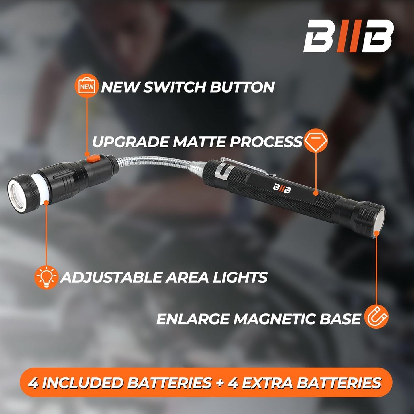 BIIB Stocking Stuffers for Men Adults, Gifts for Men LED Telescoping Magnetic Pickup Tools, Mens Gifts for Dad Him Boyfriend, White Elephant Gifts for Adults, Christmas Gift for Mens Stocking Stuffers