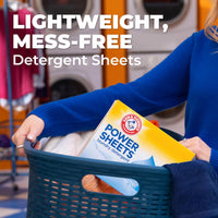 ARM & HAMMER Power Sheets Laundry Detergent, Fresh Breeze Scent, Dissolves in All Wash Temps, Lightweight and Travel-Ready, 60ct, Up to 120 Small Loads