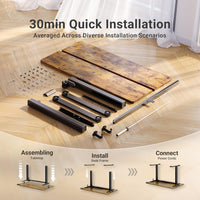 Claiks Electric Standing Desk, Adjustable Height Stand up Desk, 24x48 Inches Sit Stand Home Office Desk with Splice Board, Black Frame/Rustic Brown Top