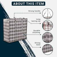 Zuvo Large Laundry Bags with Zip (5-Pack) - Waterproof, Durable, Reusable Storage Solution for Packing, Better than Moving Boxes, 60x50x25 cm
