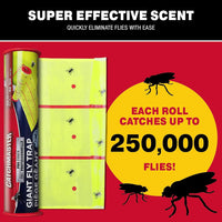 Catchmaster Giant Fly Glue Trap 3-Pack 30 Feet Each, Adhesive Fly Traps Outdoor, Sticky Bug Catcher, Bulk Flying Insect Paper Roll, Pet Safe Pest Control for Garage, Barn, Greenhouse & Garbage Room