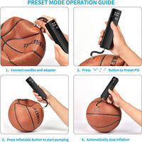 Pumteck Electric Ball Pump, Smart Air Pump Portable Fast Ball Inflation with Precise Pressure Gauge and Digital LCD Display for Football Basketball Volleyball Football (2 Pin and 1 Spout)
