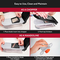 Vegetable Chopper Vegetable Cutter Mandoline Vegetable Slicer - Veggie Onion Salad Food Chopper Manual - Potato Chipper - Veg Chopper and Dicer - Kitchen Tools & Gadgets (6-in-1 Compact White)