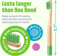 Kids Bamboo Toothbrushes 6 Pack - BPA Free Soft Bristles Toothbrushes for Kids - Children Toothbrush Set