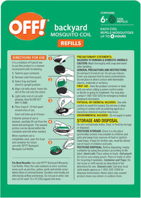 OFF! Backyard Mosquito Repellent Coil Refills, Perfect for Outdoor Patios Country Fresh Scent, 6 Count