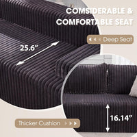 Hobestluk 96“ Modular Sectional Sofa Couches L-Shape Couch 3 Seat Modular Sofa Memory Foam Sectional Couches for Living Room, Cloud Couch with Oversized Chaise (Grey, Stripe (Left Facing Chaise))