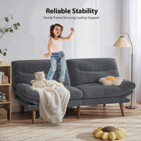 Pipishell Convertible Futon Sofa Bed,66" Corduroy Futon Couch with Adjustable Backrest and Armrests, Recliner Sleeper Sofa for Small Spaces, Play Room or Office, Grey