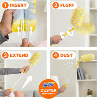 Swiffer Duster Heavy Duty Dusting Kit, Cleaning Supplies, 3 ft Extended Handle, 1 Duster, 12 Refills