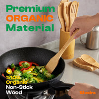 Riveira Bamboo Cooking Spoons 6-Piece – Wooden Cooking Utensils Set with Wooden Spoons for Cooking & Spatulas Wooden Utensil Sets – Premium Kitchen Utensils Set – Durable First Apartment Essentials