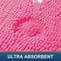 Smiry Luxury Chenille Bathroom Rugs 30x20, Extra Soft and Absorbent Shaggy Bath Mat, Machine Washable, Non-Slip Plush Carpet Runner for Tub, Shower, and Floor, Home Decor Accessories, Hot Pink