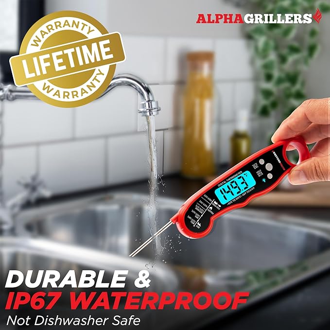 Alpha Grillers Meat Thermometer Digital - Instant Read Food Thermometer for Cooking and Grilling Gifts for Men Valentines Day Gifts for Him Her Mom Dad