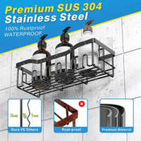 5-Pack Rustproof Stainless Steel Shower Caddy Set– No Drill Adhesive Bathroom Organizer, Space-Saving Shower Shelves for Apartment Essentials, Bathroom/Kitchen Storage Home Decor-L Size