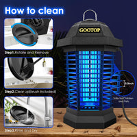 GOOTOP Bug Zapper Outdoor, Mosquito Zapper, 3 Prong Plug in Electric Fly Zapper, Mosquito Killer, Fly Traps, Flying Insects Zapper Indoor Outdoor 90-130V, 4200V, ABS Plastic Outer (Black)