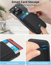 for MagSafe Wallet, Stronger Magnetic Wallet for iPhone 17/16/15/14/13/12 Series, 7 Cards Holder, Magnetic Phone Wallets, Vegan Leather Minimalist Slim RFID for iPhone Wallets, 1 Slot, Black & Black