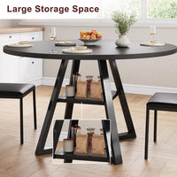 Round Dining Table for 4,Kitchen Dining Room Circle Dinner Pedestal Table,Space Saving Wood Kitchen & Dining Room Furniture (Black, 47In)