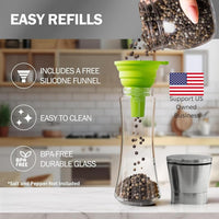 Home EC Premium Stainless Steel Sea Salt and Pepper Grinder Set of 2 - Adjustable Ceramic - Tall Glass Salt and Pepper Shakers - Kitchen Spice Mill W/Funnel & EBook