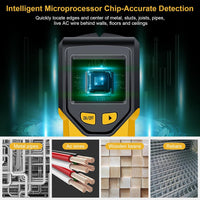 Stud Finder Wall Scanner - 5 in 1 Stud Finder Tool w/Microprocessor Chip and HD LCD Display, Stud Detector Beam Finders for the Center and Edge of Wood AC Wire Metal Studs Joist Pipe (Yellow Pear)