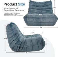 Bean Bag Chairs for Adults Giant Bean Bag Chair Memory Foam BeanBag Chair Bean Bag Sofa with Filler Faux Fur Fireside Beanbags Lazy Sofa for Living Room Bedroom Office (Bluegrey Plush, Single)