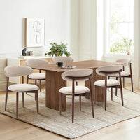 COLAMY Wooden Dining Chairs Set of 4, Modern Fabric Upholstered Kitchen Side Chairs, Farmhouse Dining Room Chair with Foot Pegs, Beige