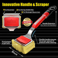 GRILLART Grill Brush Bristle Free. SteamWizards BBQ Replaceable Cleaning Head, Unique Seamless-Fit Scraper Tool for Cast Iron/Stainless-Steel Grates, Safe Barbecue Grill Cleaner-Red