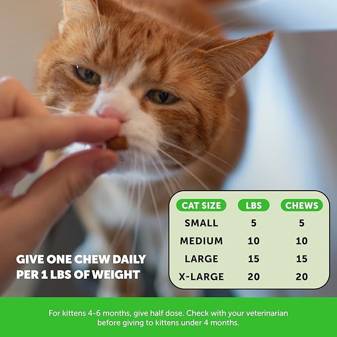 Cat Hairball Support Crunchy & Creamy Chews, Hairball Remedy Treats, Cat Furball Treatment, Supports Skin & Coat, Vitamins for Digestion, Chicken (30-Day Supply)