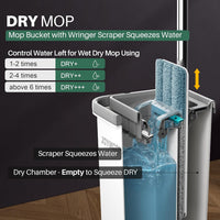 JOYMOOP Mop and Bucket with Wringer Set, Hands Free Flat Floor Mop and Bucket, with 3 Washable Microfiber Pads, Wet and Dry Use, Floor Cleaning System