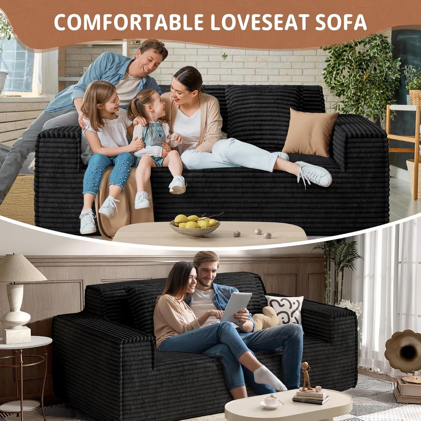 75'' Cloud Loveseat Sofa, No Assembly Required Comfy Deep Seat Couches 1 pcs for Living Room, Bedroom, Apartment