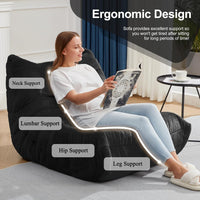 Bean Bag Chairs for Adults Giant Bean Bag Chair Memory Foam BeanBag Chair Bean Bag Sofa with Filler Faux Fur Fireside Beanbags Lazy Sofa for Living Room Bedroom Office (Black Plush, Single)